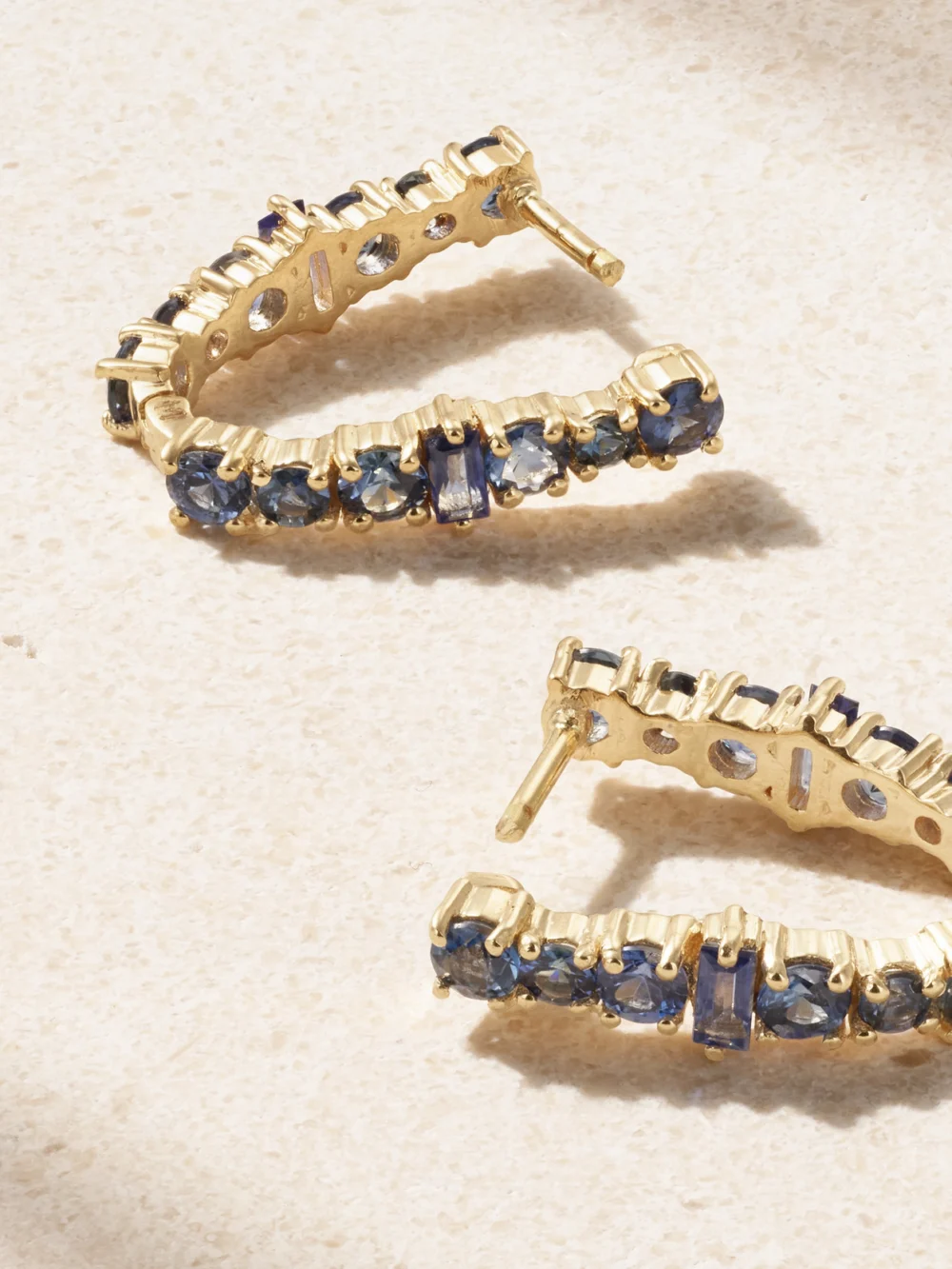 Back view of the Ileana Makri Rivulet 18-karat Gold Sapphire Hoop Earrings