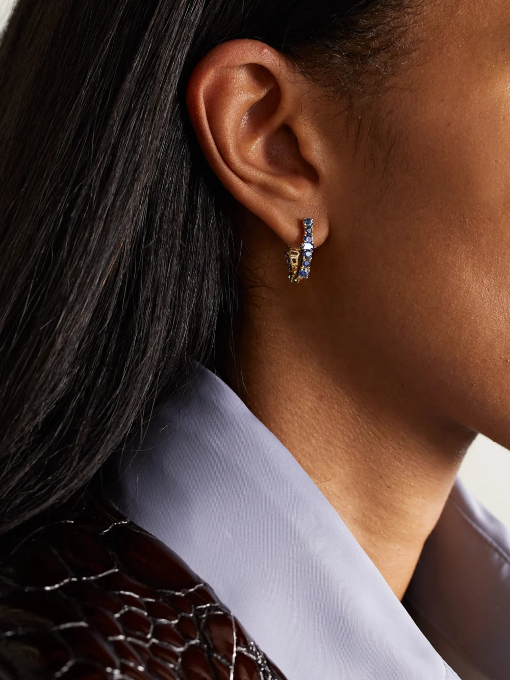 Ileana Makri Rivulet 18-karat Gold Sapphire Hoop Earrings, styled view