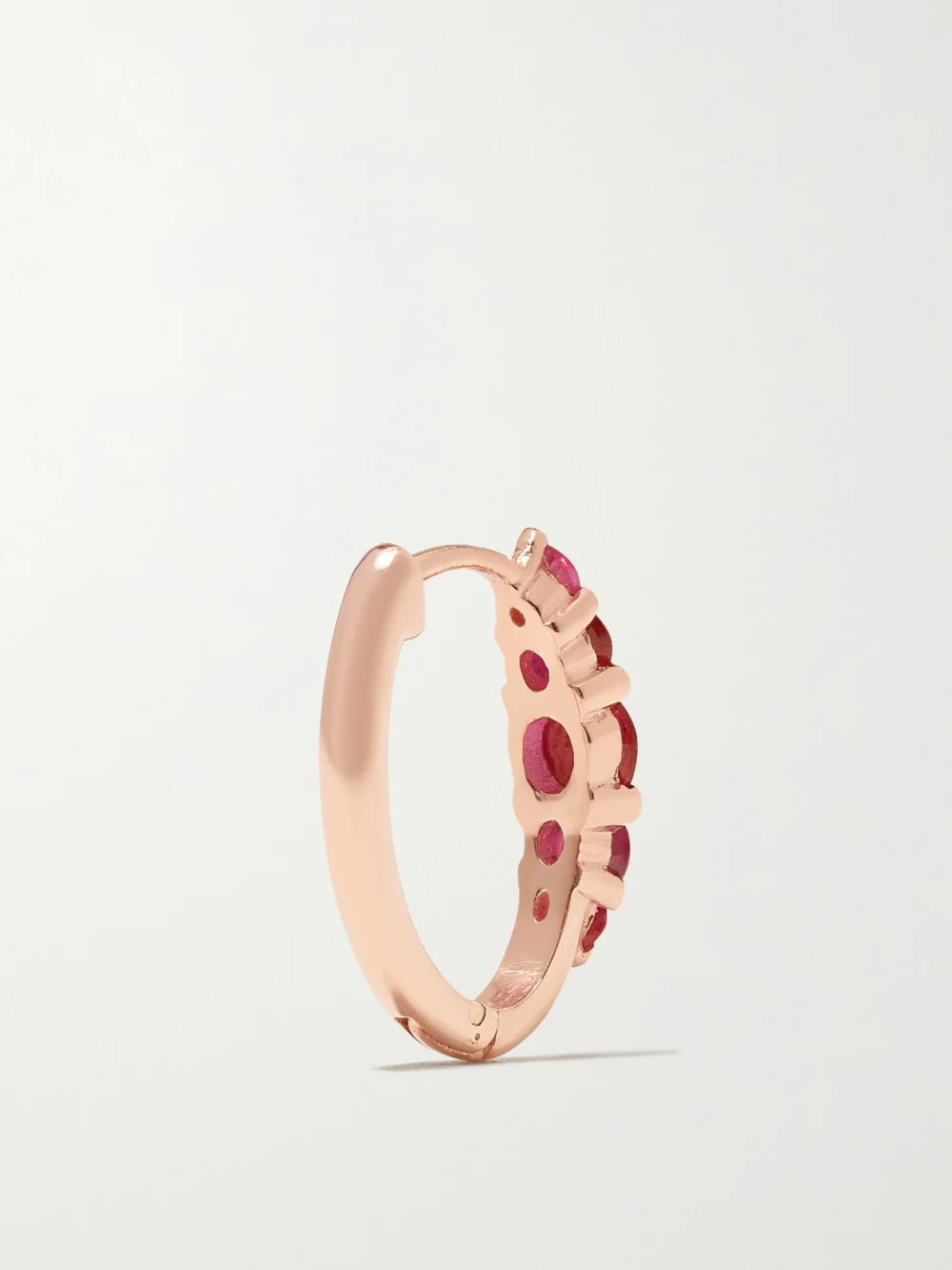 Back view of the Ileana Makri Rivulet Medium 18-karat Rose Gold Ruby Hoop Earrings
