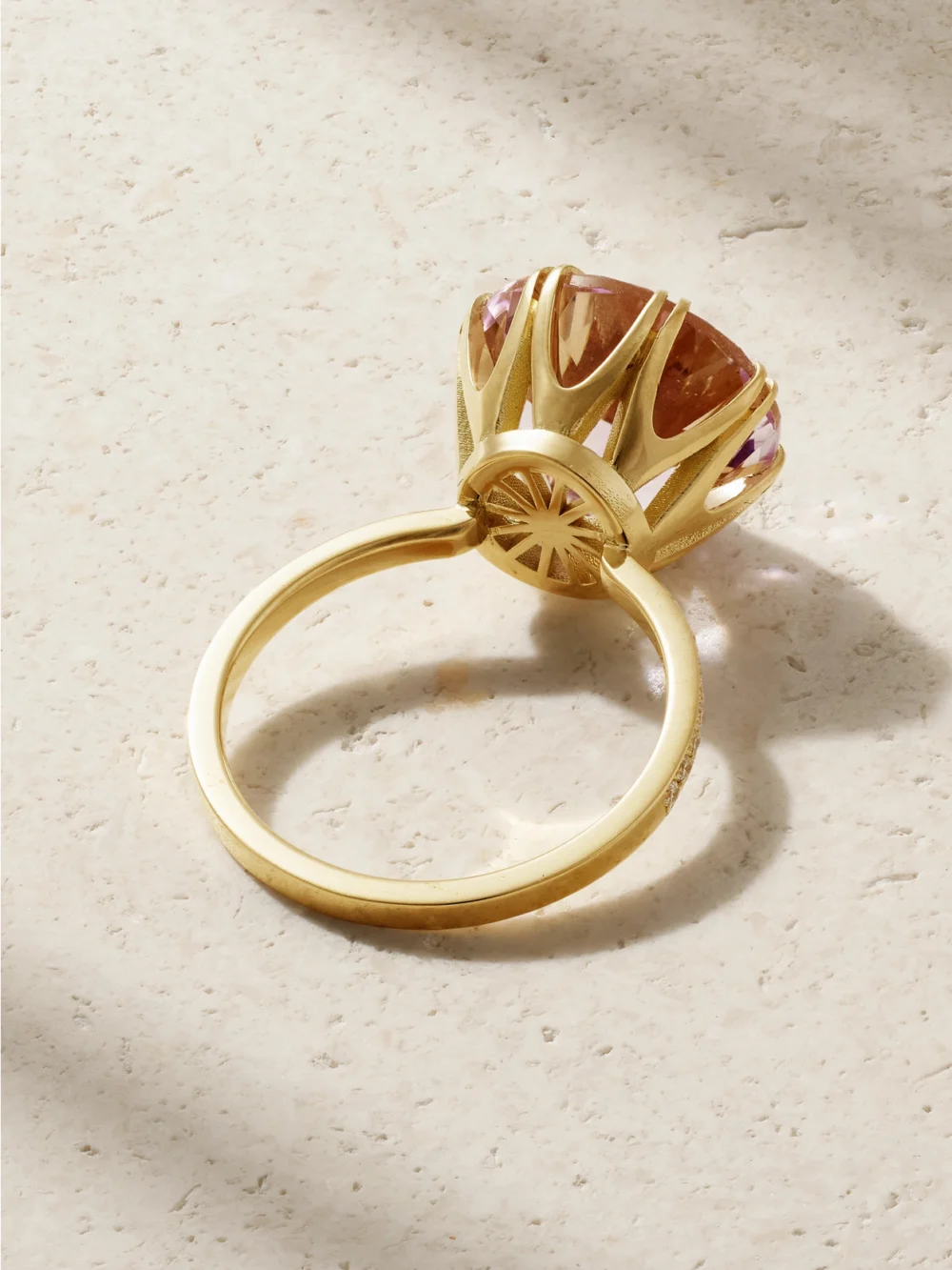 Back view of the Ileana Makri Solitaire Crown 18-karat Gold, Amethyst and Diamond Ring