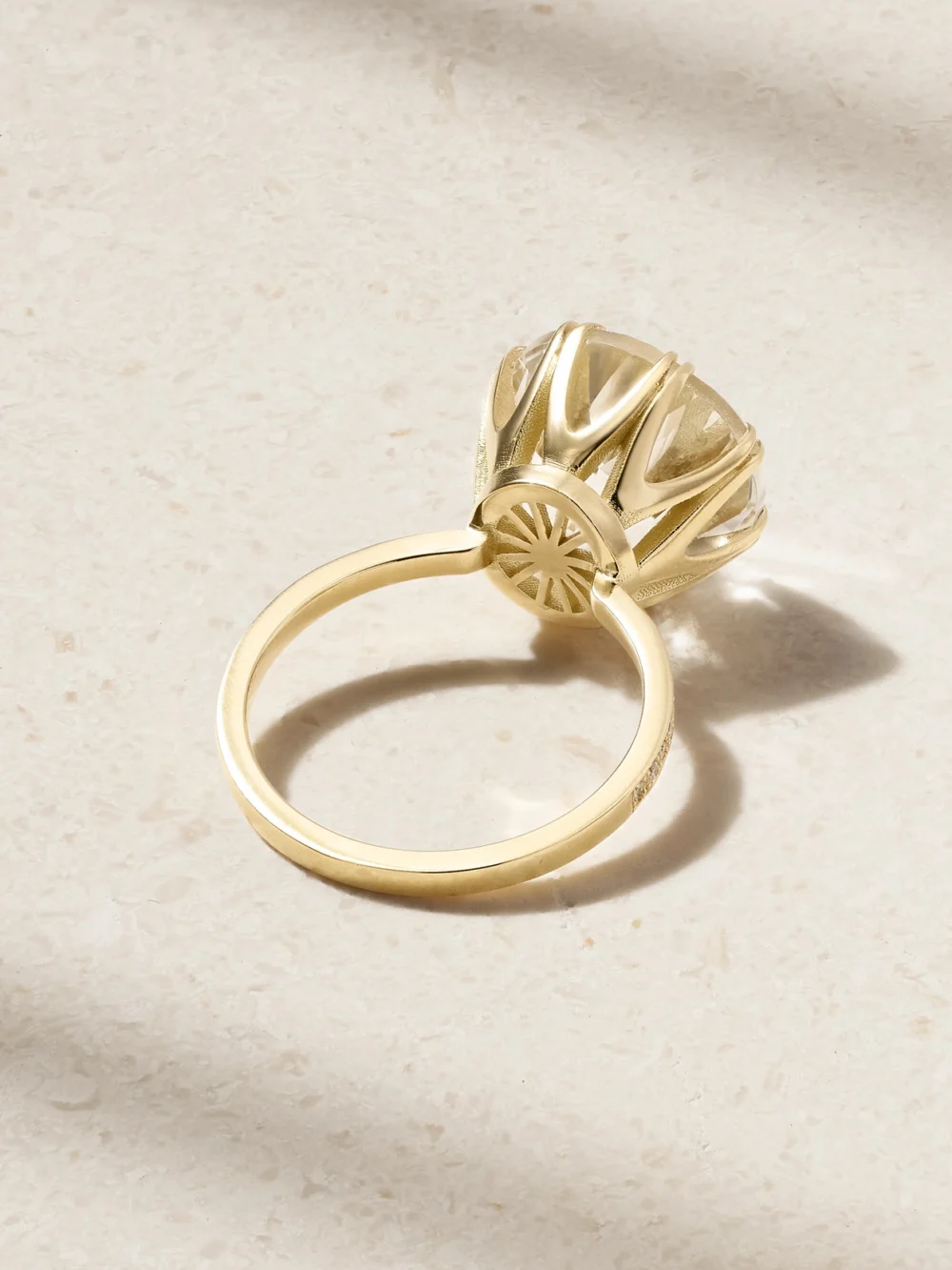 Back view of the Ileana Makri Solitaire Crown 18-karat Gold, Topaz and Diamond Ring
