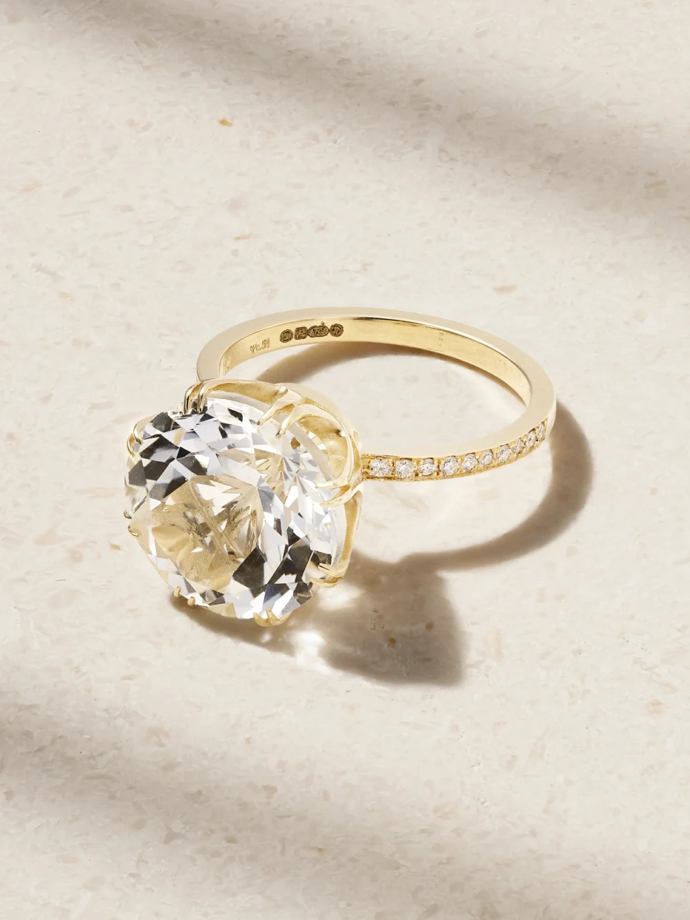 Ileana Makri Solitaire Crown 18-karat Gold, Topaz and Diamond Ring in 6