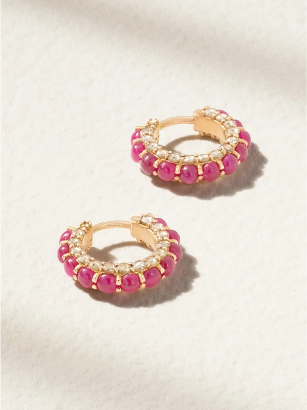 Ileana Makri Streamflow 18-karat Rose Gold, Ruby and Diamond Hoop Earrings