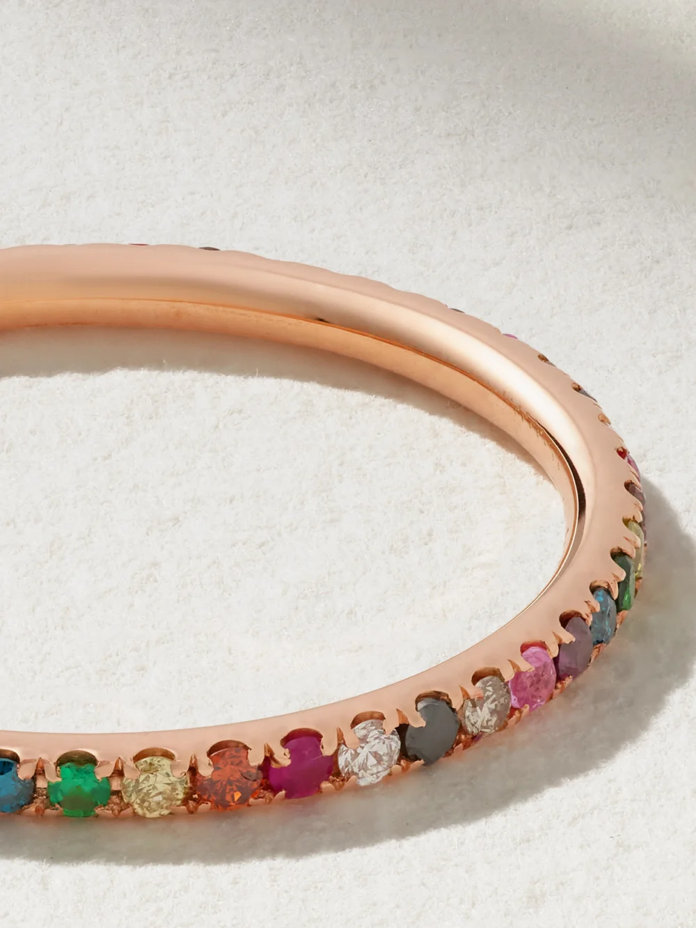 Close-up detail of the Ileana Makri Thread 18-karat Rose Gold Multi-stone Ring