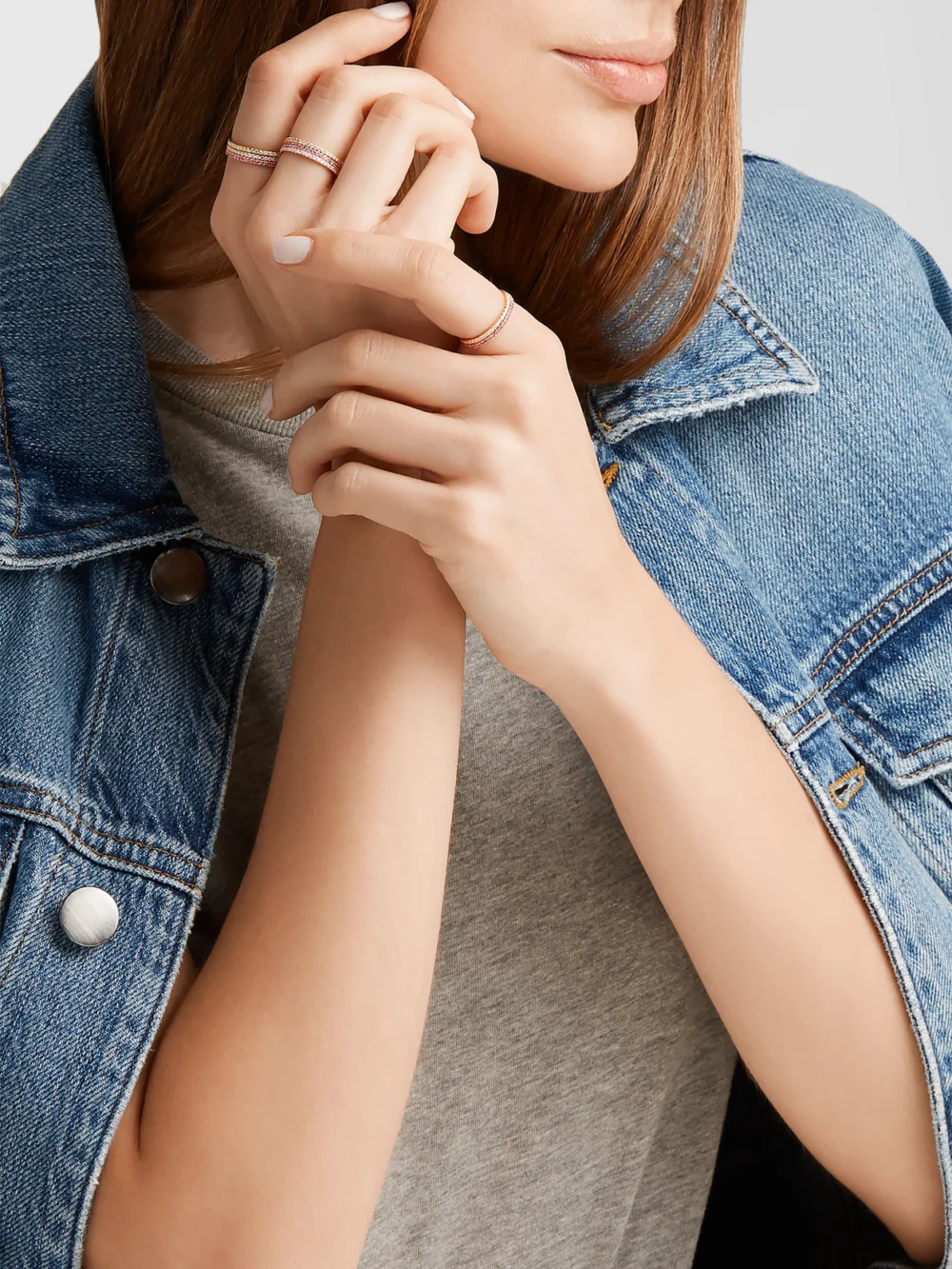 Ileana Makri Thread 18-karat Rose Gold Sapphire Ring, styled view