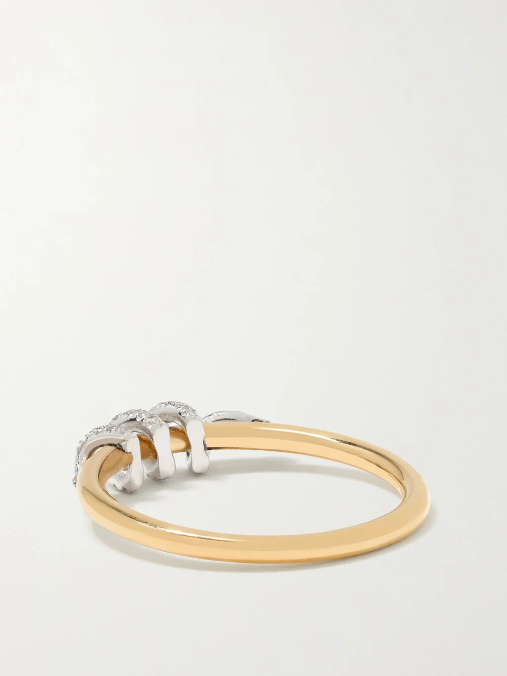 Back view of the Ileana Makri Twisted Boa 18-karat Yellow and White Gold Diamond Ring
