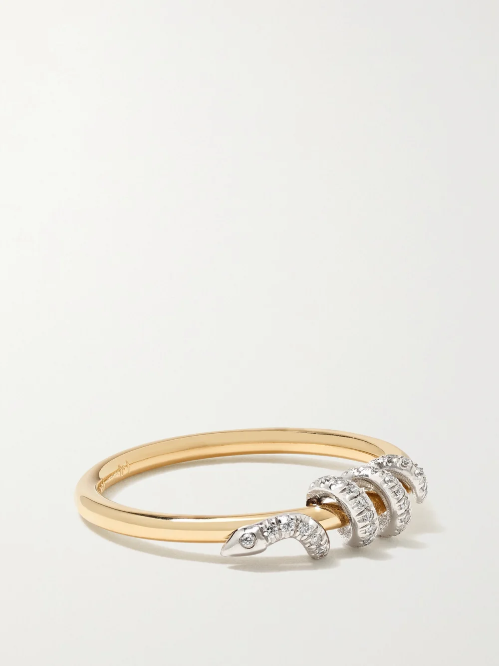 Ileana Makri Twisted Boa 18-karat Yellow and White Gold Diamond Ring in 7