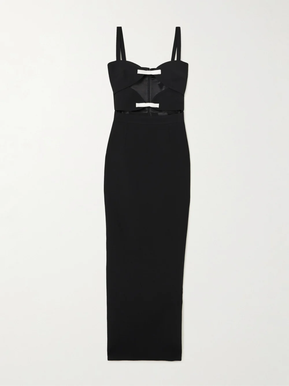 Ilkyaz Ozel Ambrosia Satin-trimmed Cutout Crepe Gown in black