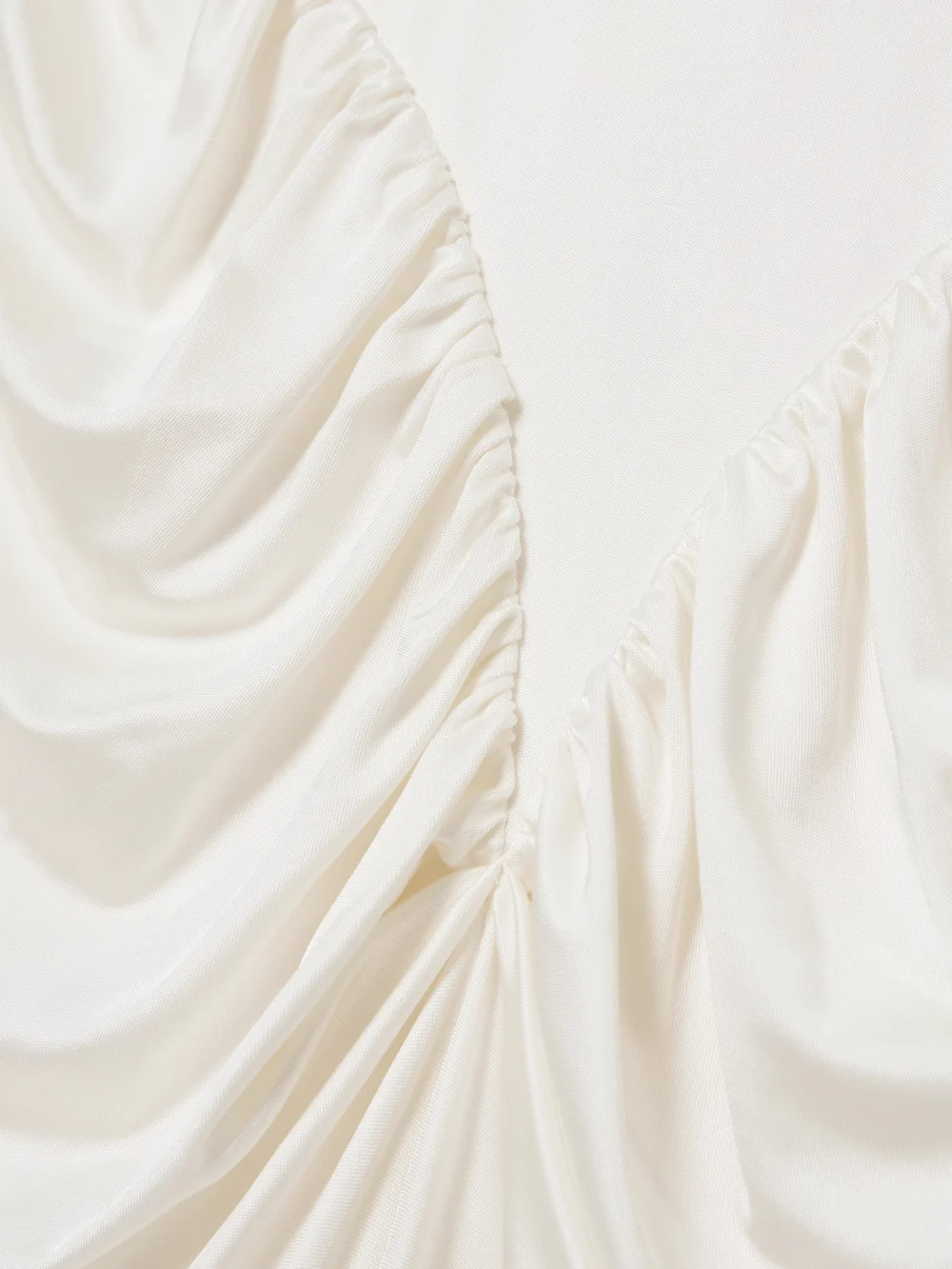 Close-up detail of the Ilkyaz Ozel Darja Gathered Satin-jersey Gown