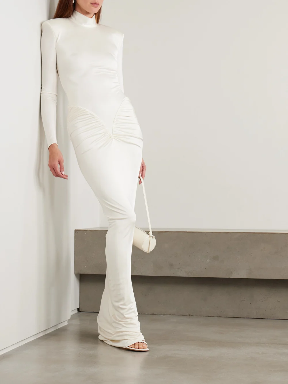 Ilkyaz Ozel Darja Gathered Satin-jersey Gown, worn by a model