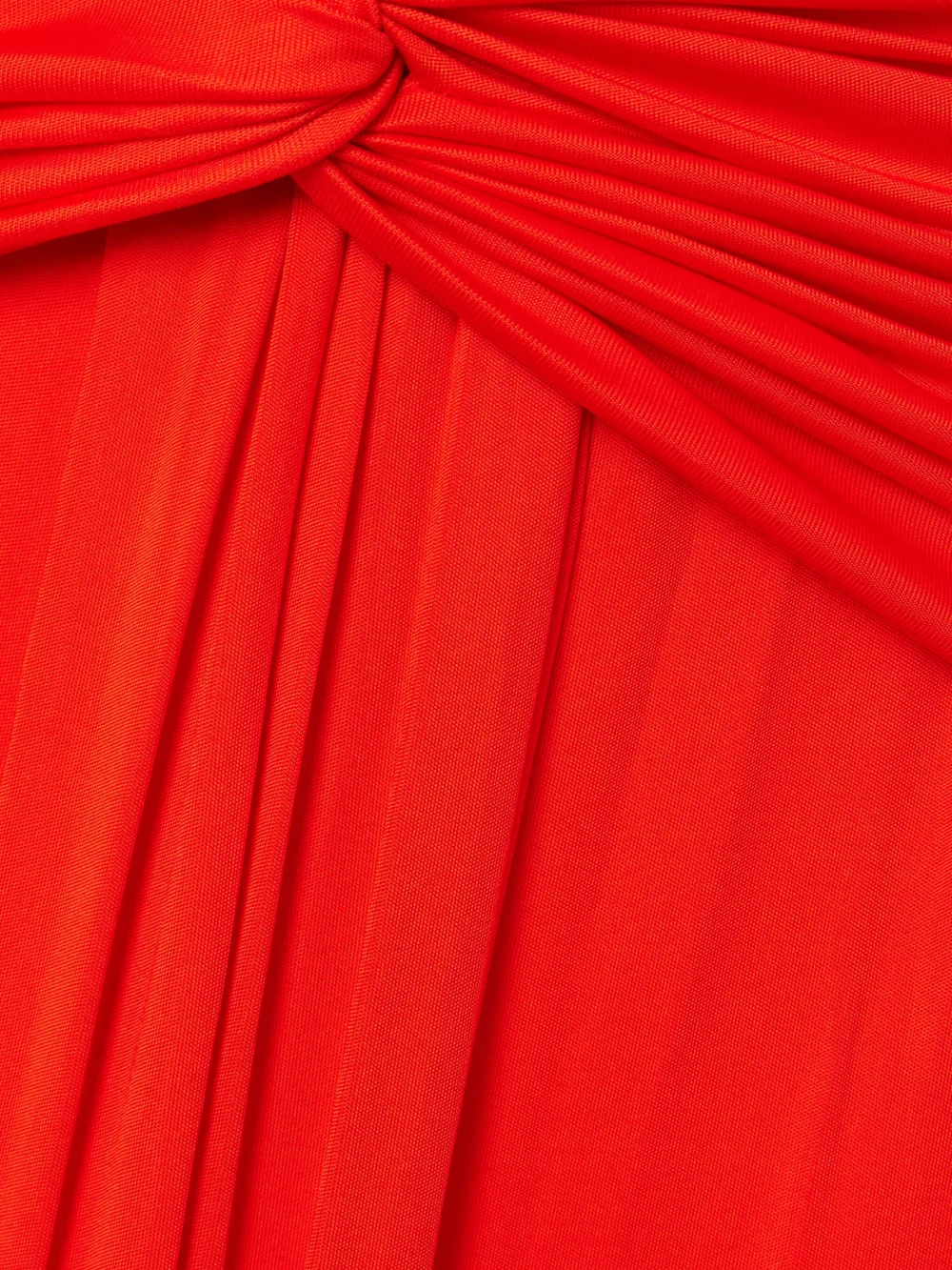 Close-up detail of the Ilkyaz Ozel Euphorie Open-back Gathered Stretch-jersey Gown