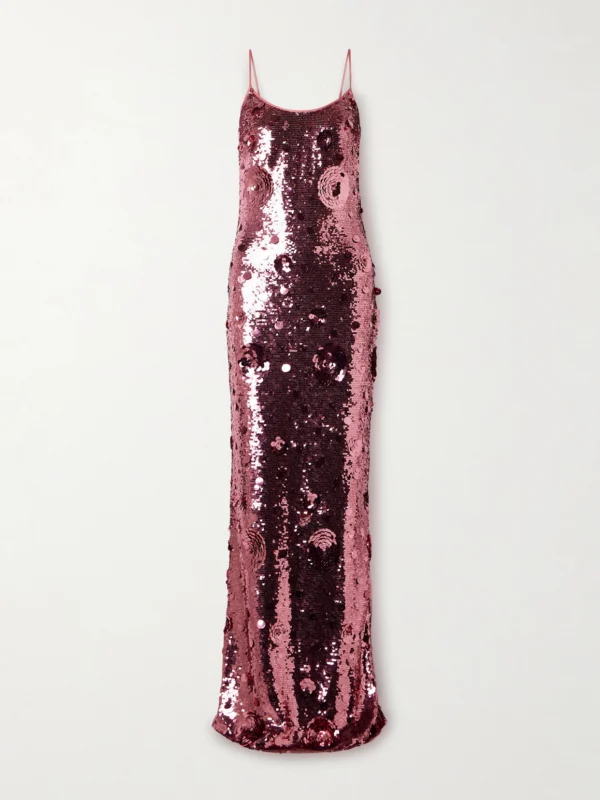 Ilkyaz Ozel Isis in Fleur De Fleurs Sequined Crepe Maxi Dress
