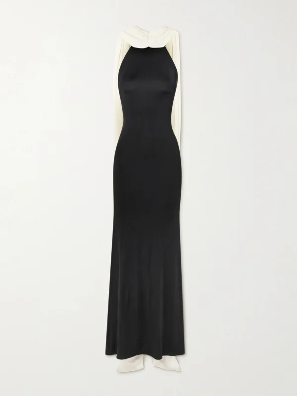 Ilkyaz Ozel Leia Draped Two-tone Jersey Gown
