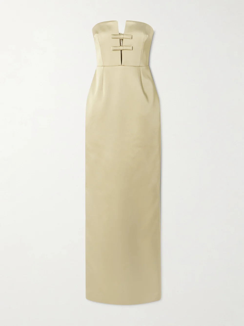 Ilkyaz Ozel Noa Strapless Bow-embellished Satin Gown in ivory