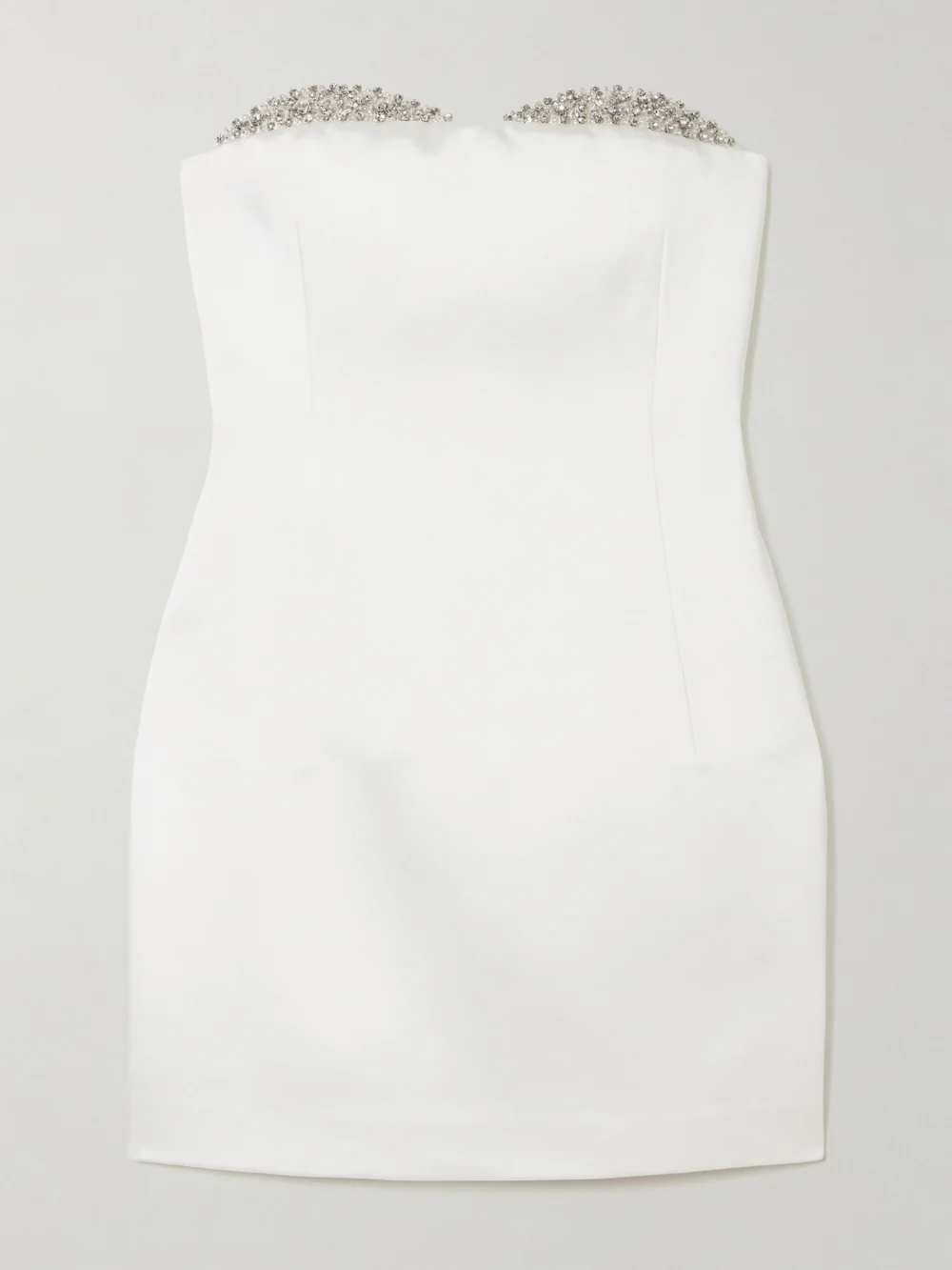 Ilkyaz Ozel Noele Strapless Crystal-embellished Satin Mini Dress in white
