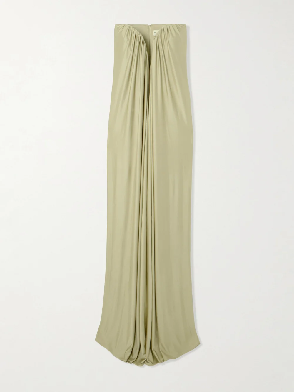 Ilkyaz Ozel Olivienne Strapless Pleated Satin Gown in sage green