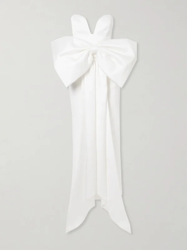 Ilkyaz Ozel Peggy Strapless Bow-detailed Satin Gown
