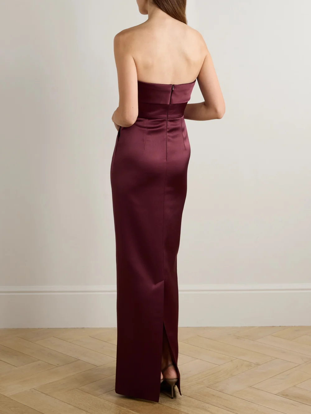 Back view of the Ilkyaz Ozel Rhea Strapless Duchesse-satin Gown