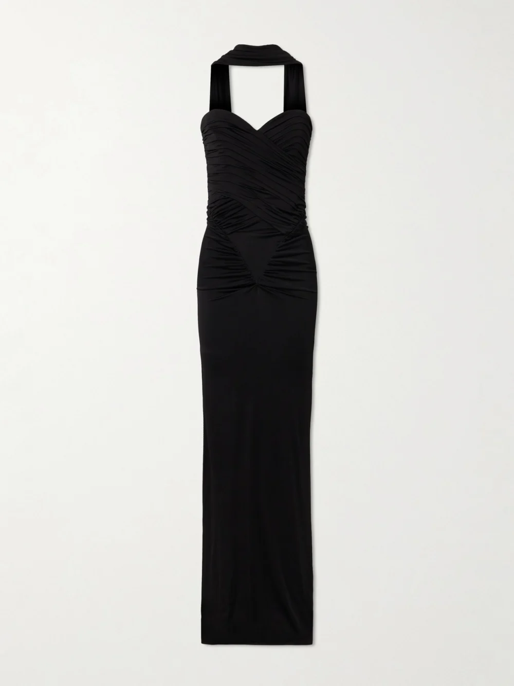 Ilkyaz Ozel Samsara Strapless Gathered Stretch-satin Gown in black