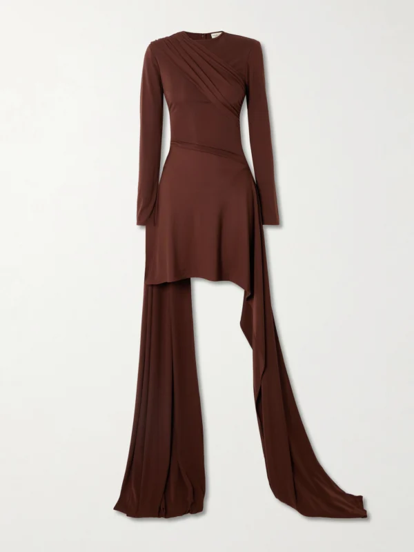 Ilkyaz Ozel Venus Asymmetric Draped Gathered Jersey Dress