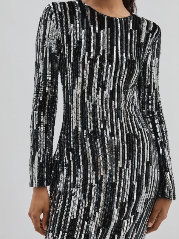 Ilta Ilta Women's Black & Silver Sequin Halter Neck Dress, view 3