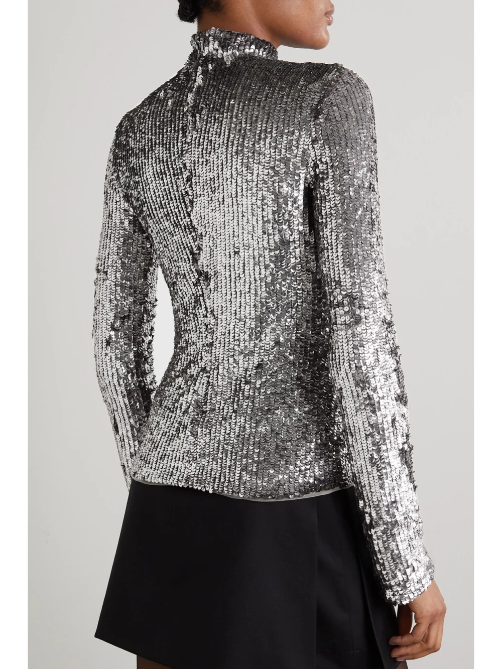 Back view of the Interior Frances Sequined Stretch-tulle Top