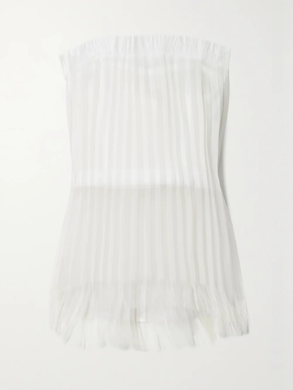Interior The Briony Strapless Pleated Layered Silk-organza and Mesh Top in ecru