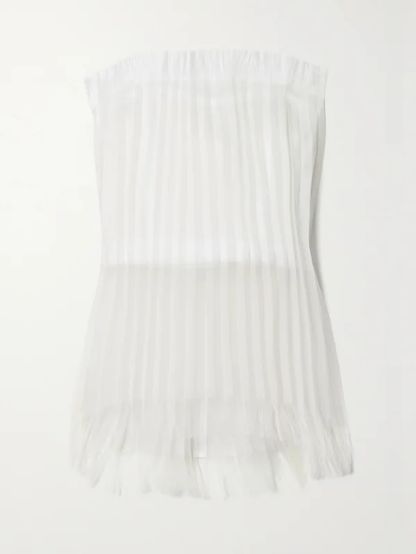 Interior The Briony Strapless Pleated Layered Silk-organza and Mesh Top