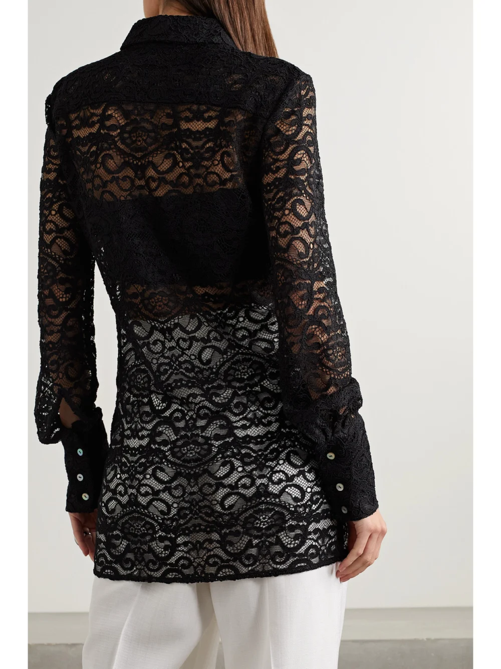 Back view of the Interior The Emma Corded Lace Shirt
