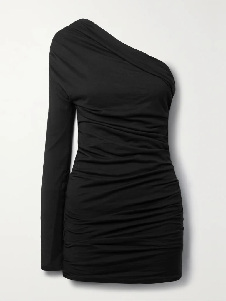 Interior The Laney One-sleeve Ruched Cotton-jersey Mini Dress