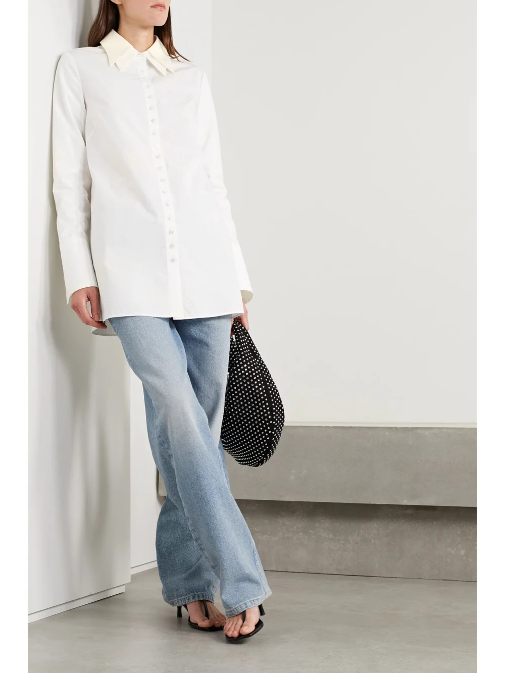 Interior The Nuno Layered Cotton-poplin Shirt, worn by a model
