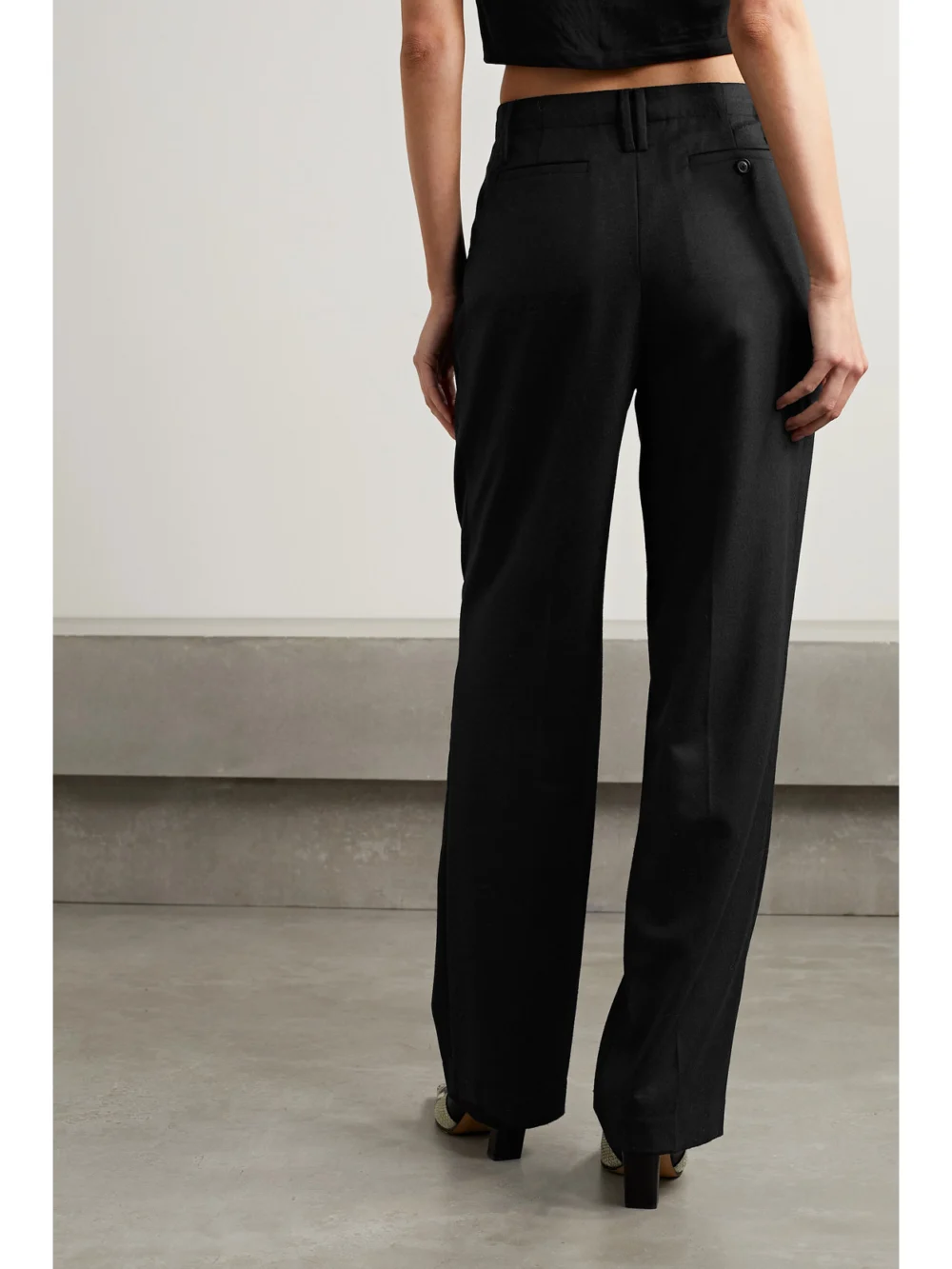 Back view of the Interior The Ren Pleated Wool-twill Straight-leg Pants