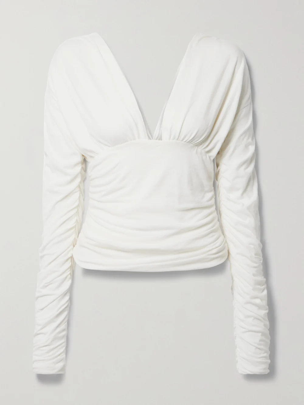 Interior The Vera Ruched Cotton-jersey Top in white
