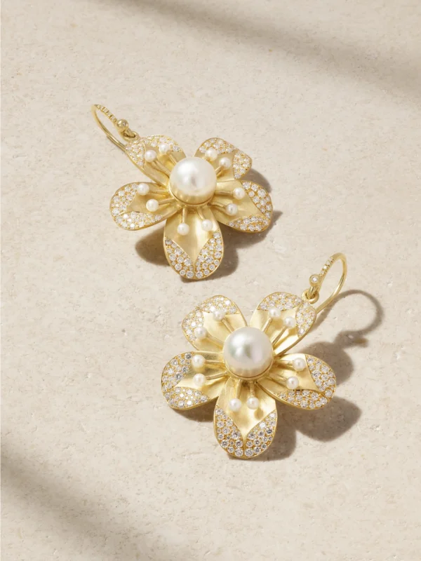 Irene Neuwirth Blossom 18-karat Gold, Pearl and Diamond Earrings