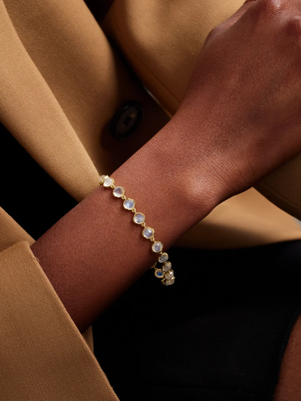 Irene Neuwirth Classic 18-karat Gold Moonstone Bracelet, styled view