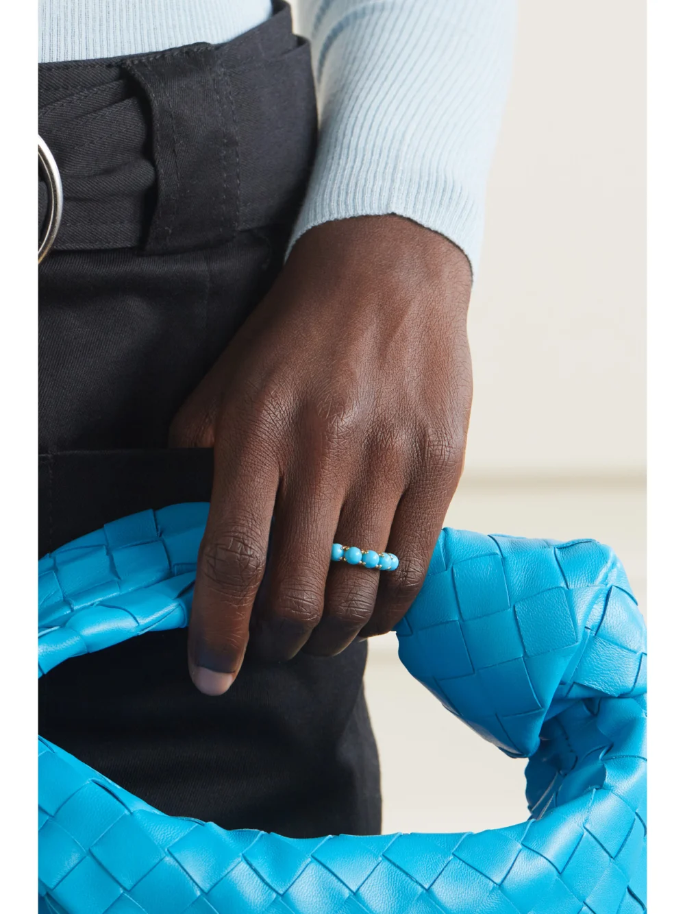 Irene Neuwirth Classic 18-karat Gold Turquoise Ring, styled view