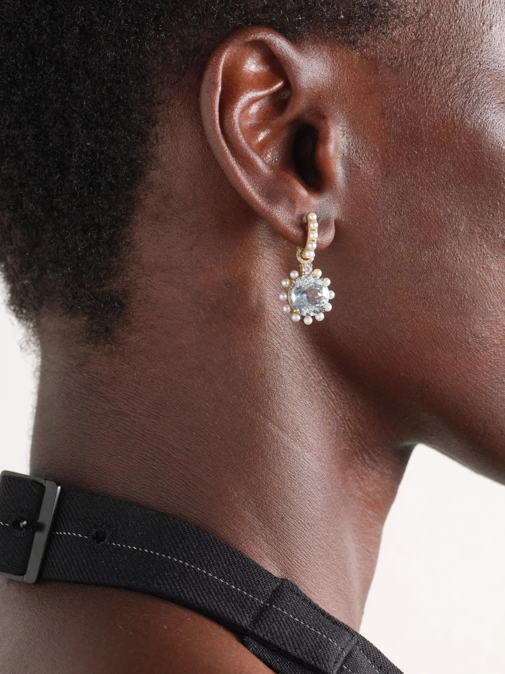 Irene Neuwirth Classic Huggies 18-karat Gold Multi-stone Earrings, styled view