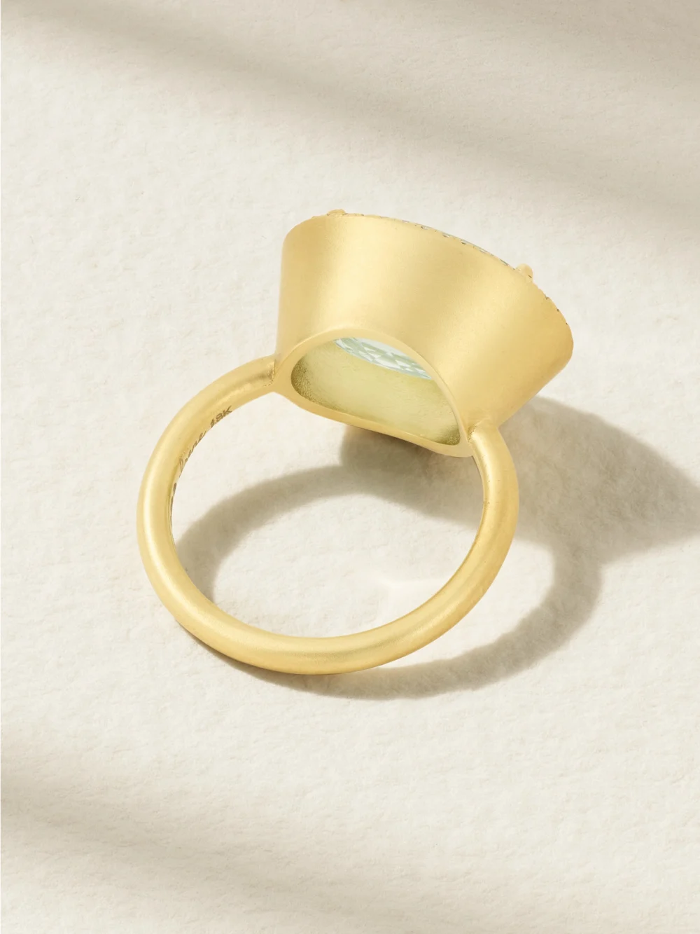 Back view of the Irene Neuwirth Gemmy Gem 18-karat Gold, Aquamarine and Diamond Ring