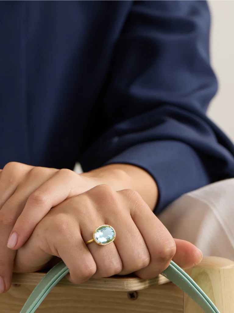 Irene Neuwirth Gemmy Gem 18-karat Gold, Aquamarine and Diamond Ring