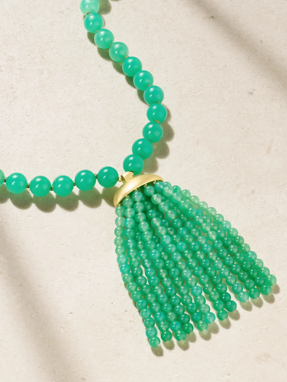 Irene Neuwirth Gumball Tassel 18-karat Gold Chrysoprase Necklace