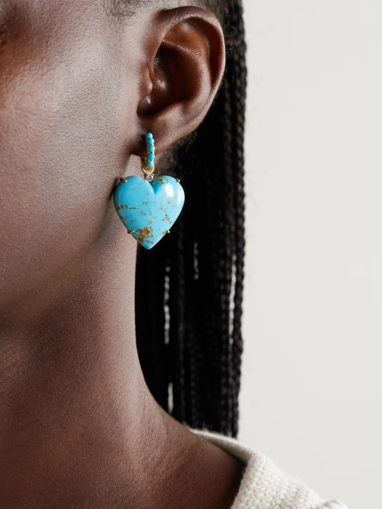 Irene Neuwirth Love 18-karat Gold, Turquoise and Diamond Hoop Earrings