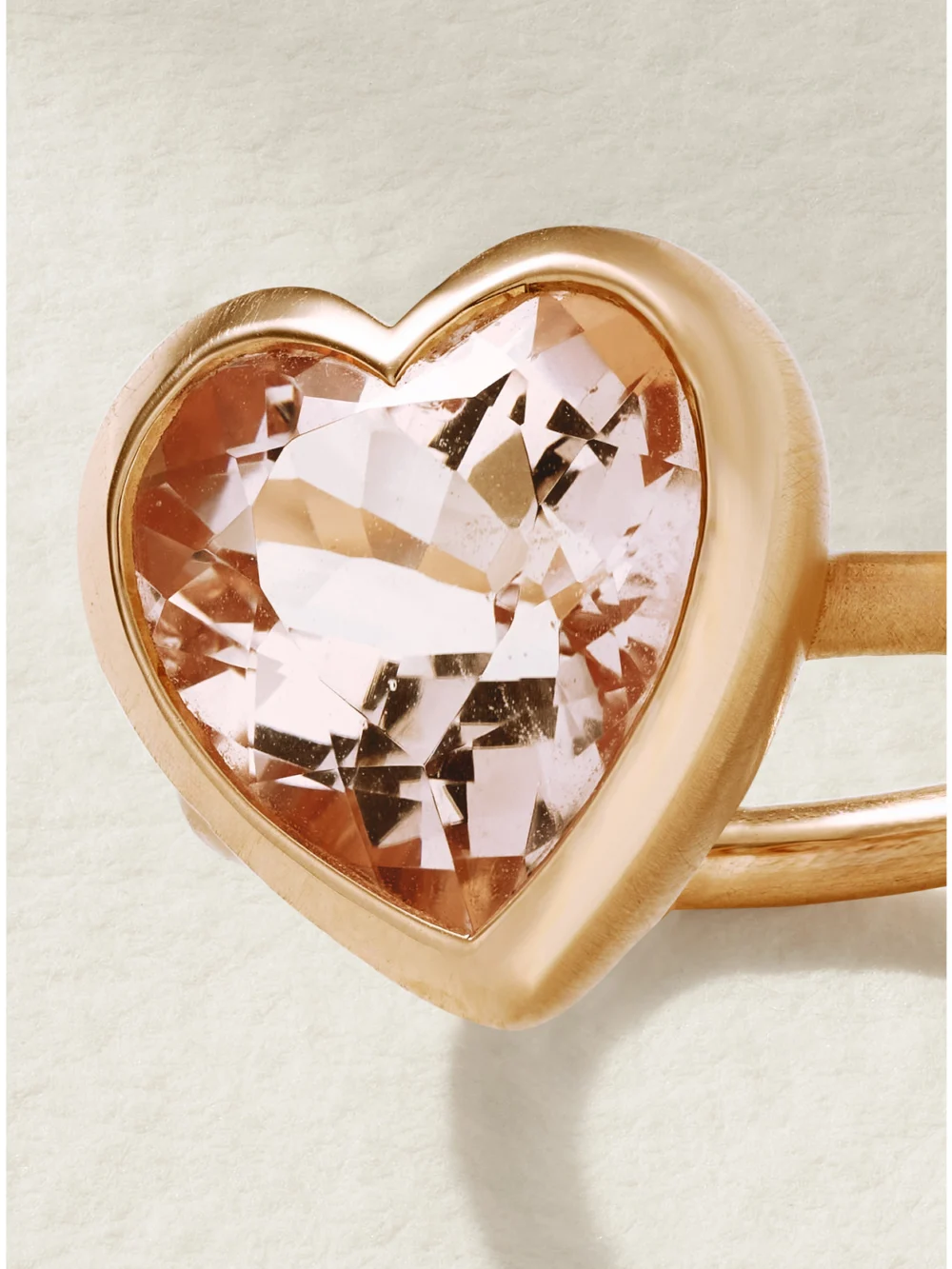 Close-up detail of the Irene Neuwirth Love 18-karat Rose Gold Morganite Ring