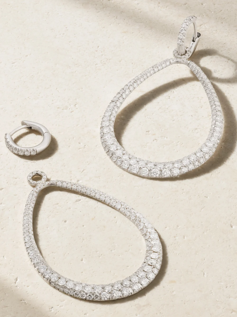 Back view of the Irene Neuwirth Swing 18-karat White Gold Diamond Hoop Earrings