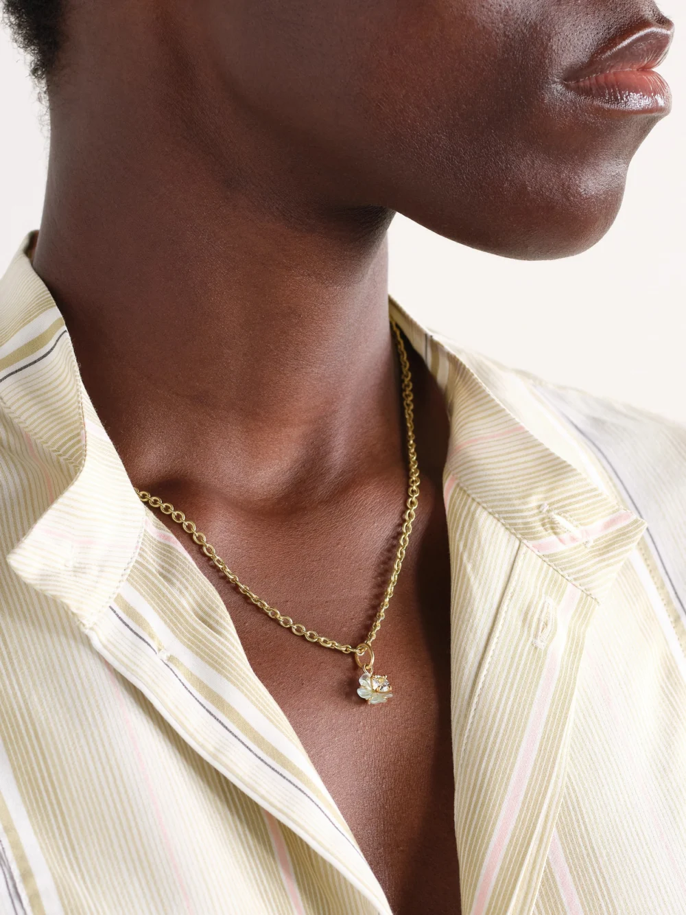 Irene Neuwirth Tropical Flower 18-karat Gold Aquamarine Necklace, styled view