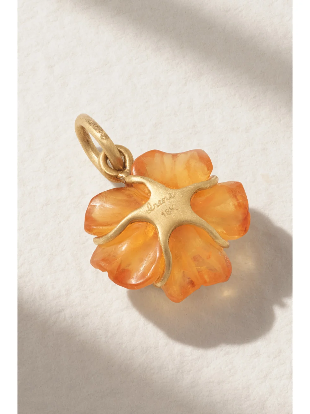 Back view of the Irene Neuwirth Tropical Flower 18-karat Gold, Fire Opal Pendant