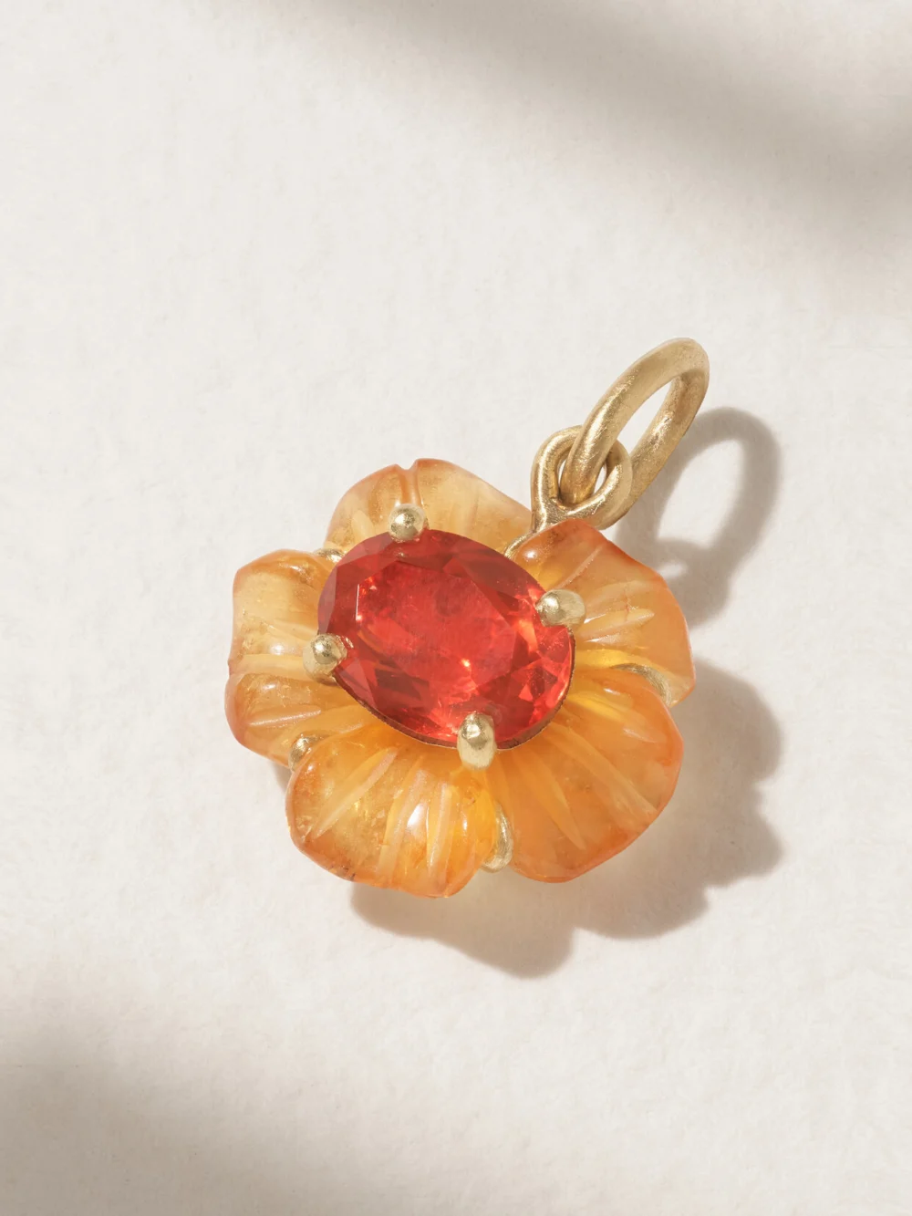 Irene Neuwirth Tropical Flower 18-karat Gold, Fire Opal Pendant in orange