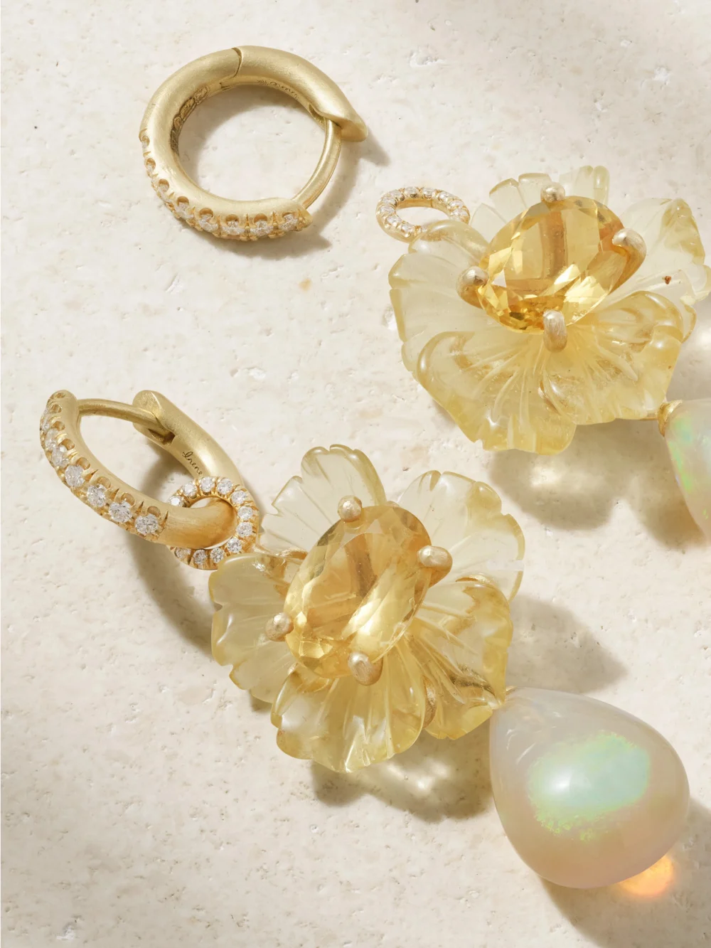Back view of the Irene Neuwirth Tropical Flower 18-karat Gold Multi-stone Earrings