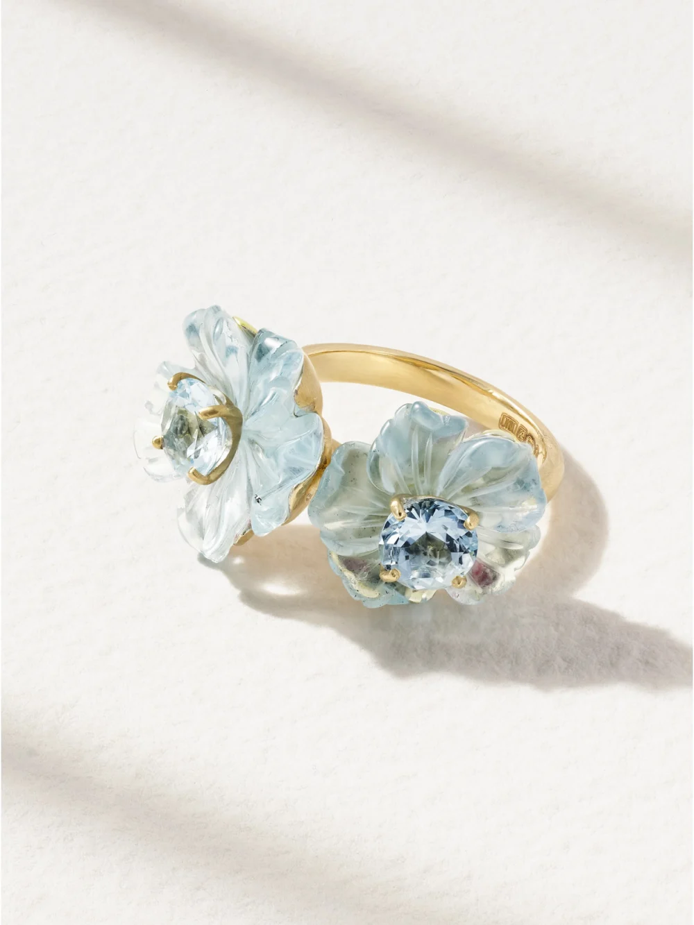 Irene Neuwirth Tropical Flower Duet 18-karat Gold Aquamarine Ring in 6