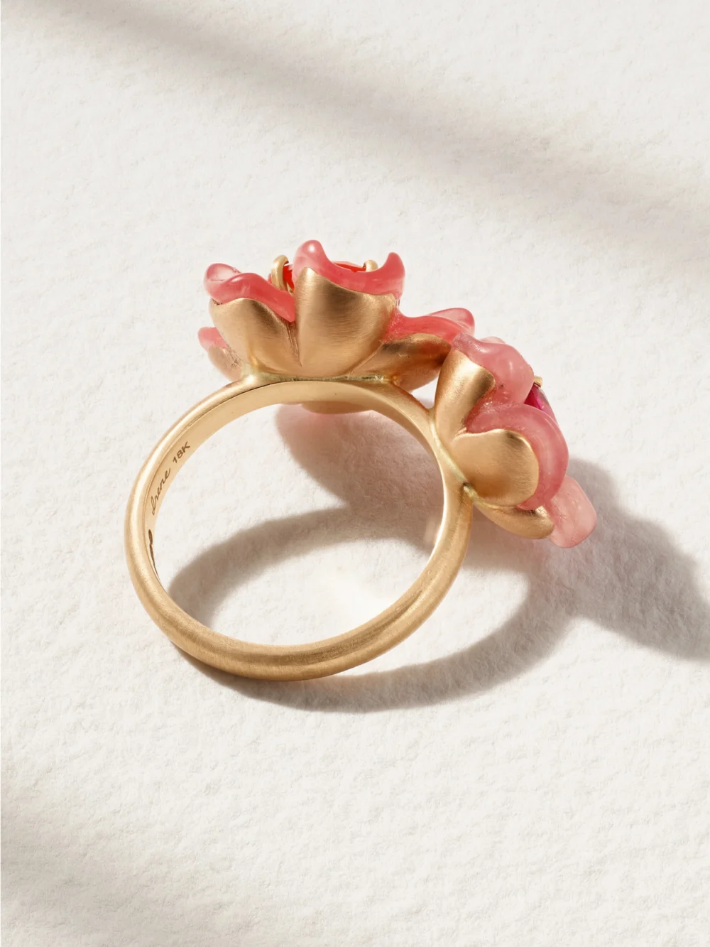 Back view of the Irene Neuwirth Tropical Flower Duet 18-karat Rose Gold Multi-stone Ring