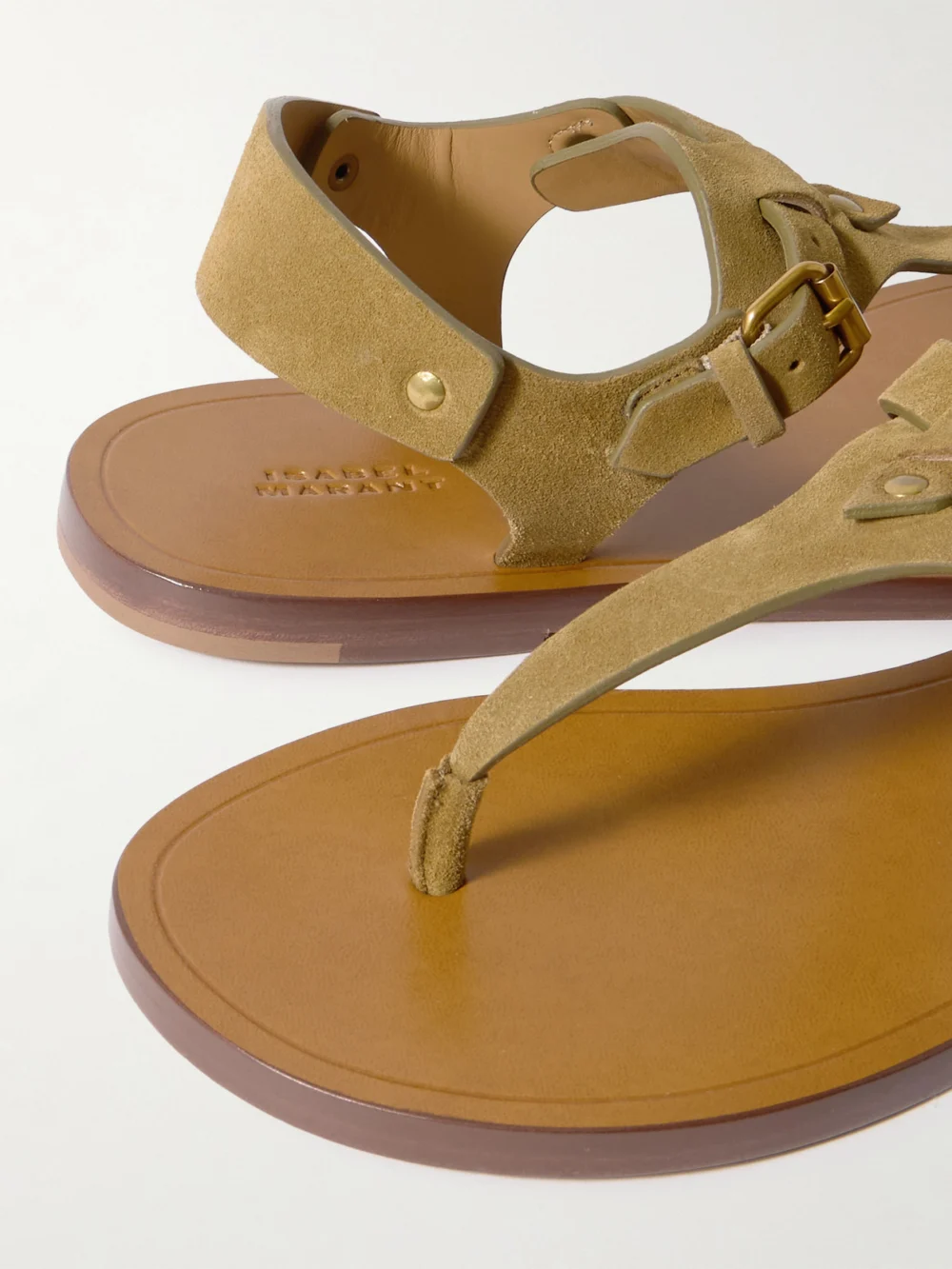 Close-up detail of the Isabel Marant Akel Embellished Suede Sandals